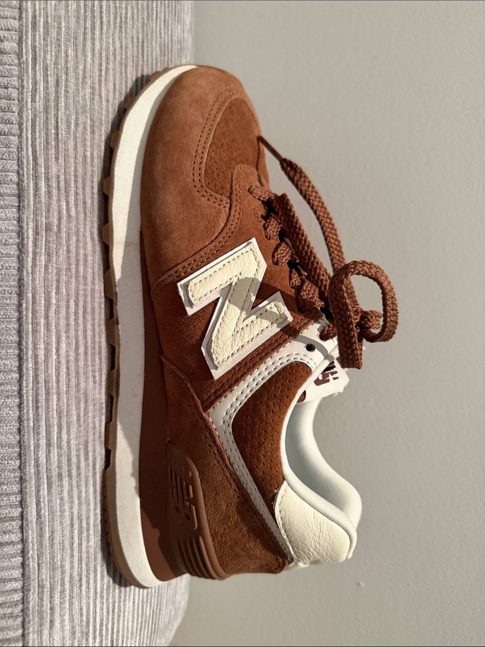 New Balance 574 Women’s Brown Suede & Cream Accent Sneaker